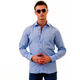 Sky Blue Luxury Men's Tailor Fit Button Up European Made Linen Shirts